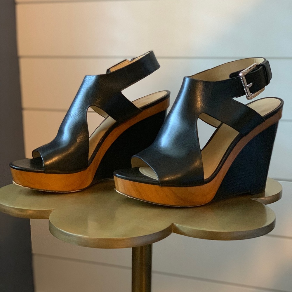 Black wedges with ankle strap
